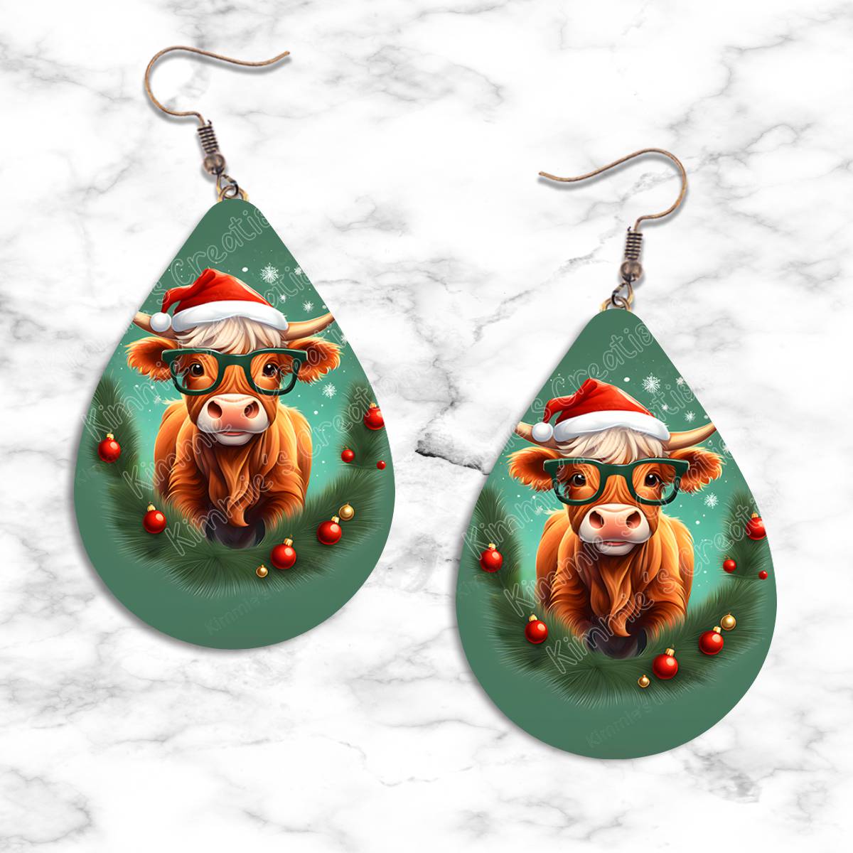 Highland Cow Christmas Teardrop Earring Collection