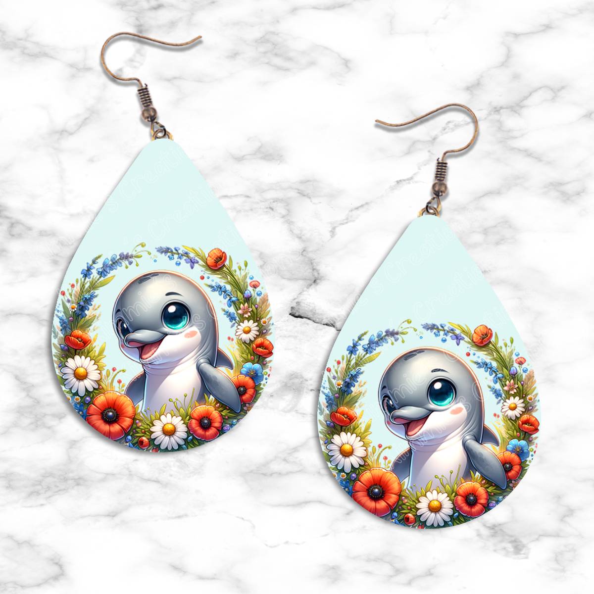 Dolphin Teardrop Earring Collection - 08 - jewelry