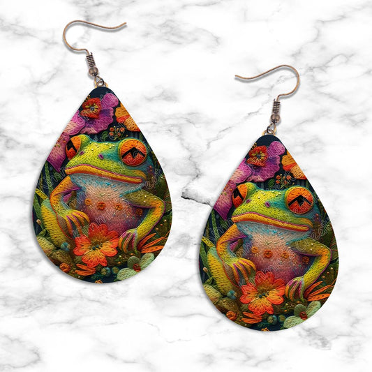 Needlework Frog Teardrop Earring Collection - 02 - jewelry