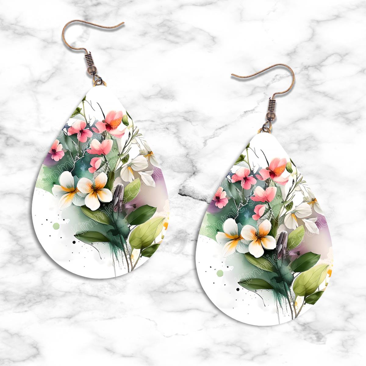 Spring Watercolor Flowers Teardrop Earring Collection