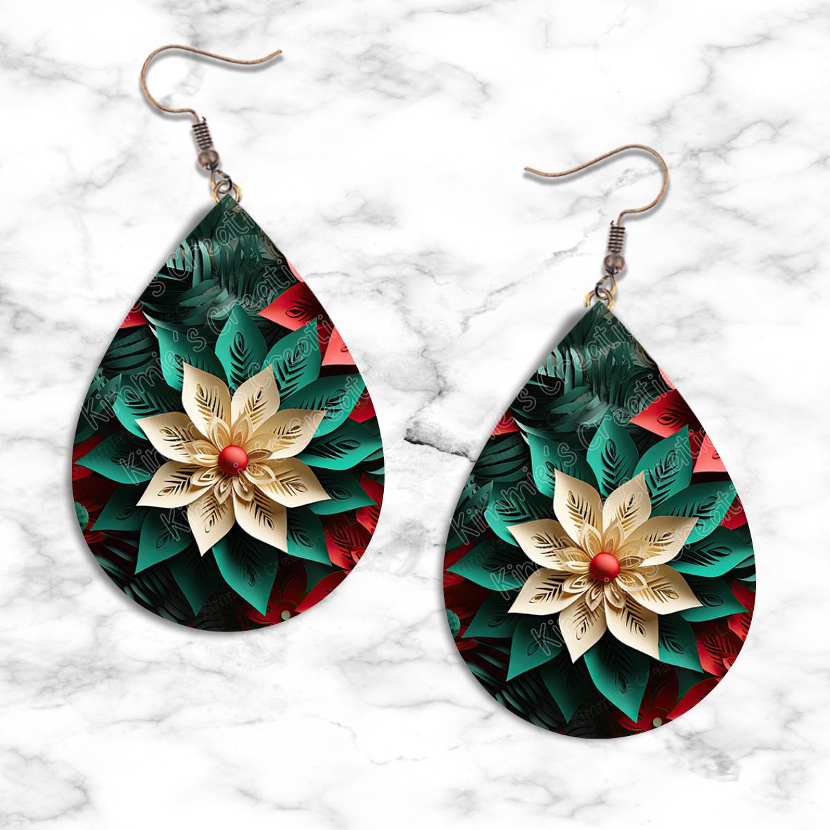 3D Poinsettia Teardrop Earring Collection - Kimmie's Creations L.L.C.