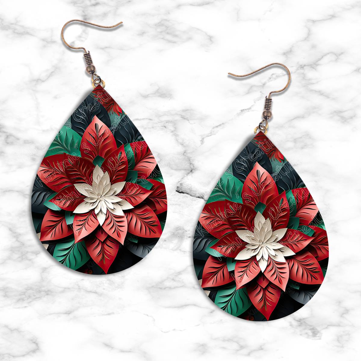 3D Poinsettia Teardrop Earring Collection - Kimmie's Creations L.L.C.