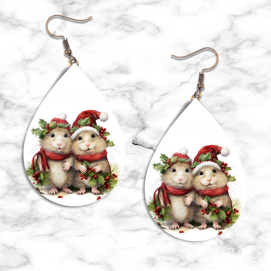 Mouse Christmas Teardrop Earring Collection - 02 - jewelry