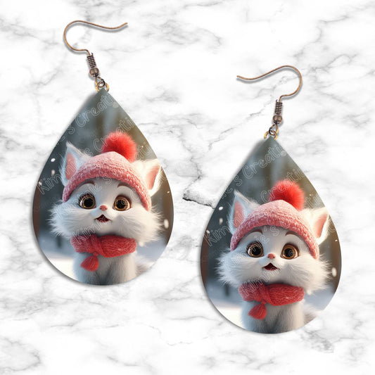 Kitten Winter Teardrop Earring Collection - 02 - jewelry