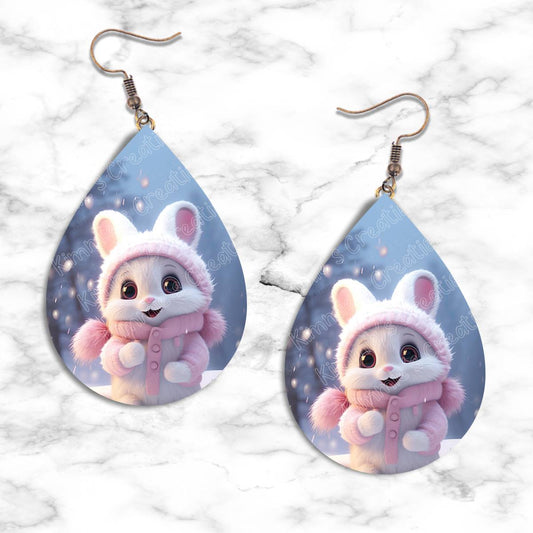 Winter Rabbit Teardrop Earring Collection - 02 - jewelry