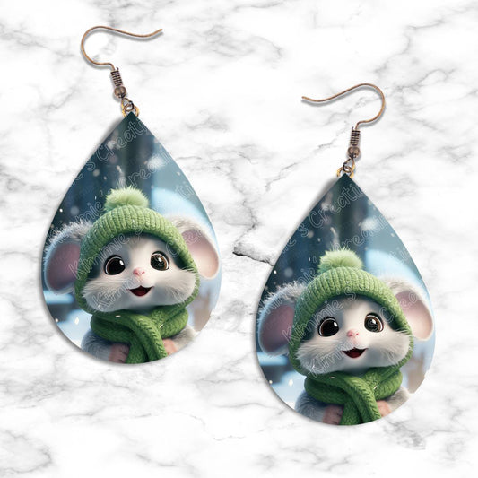 Mouse Winter Teardrop Earring Collection - 02 - jewelry