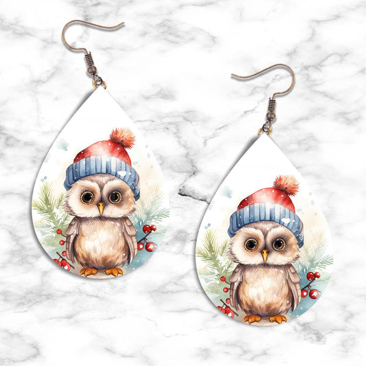 Christmas Owl Teardrop Earring Collection - 02 - jewelry