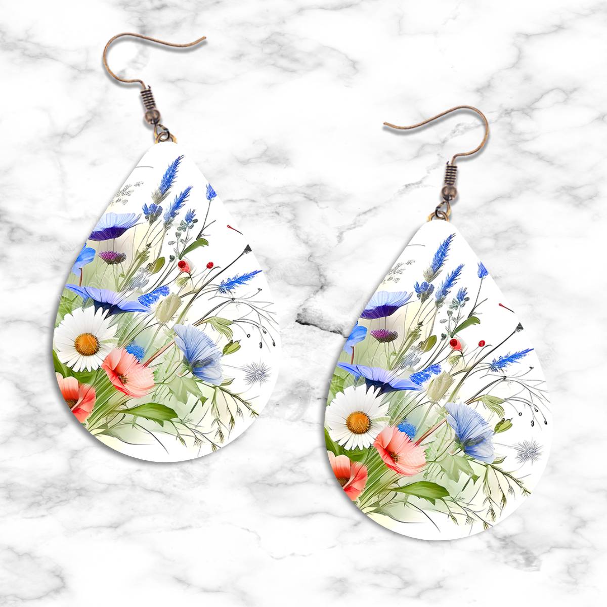 Watercolor Wildflowers Teardrop Earring Collection