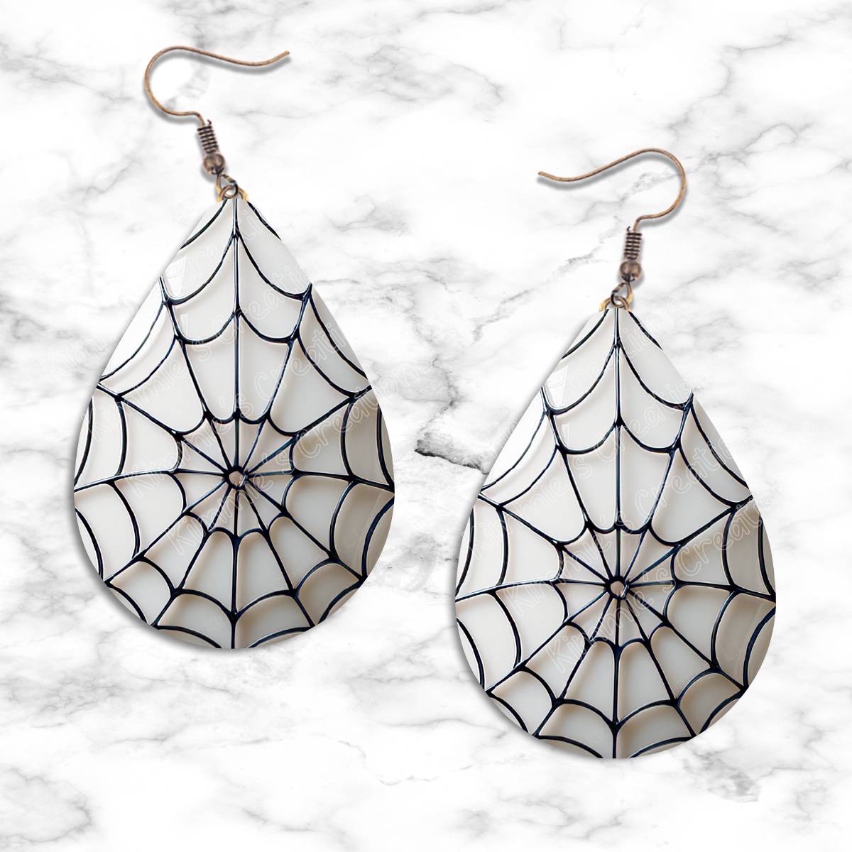 3D Spider Web Teardrop Earring