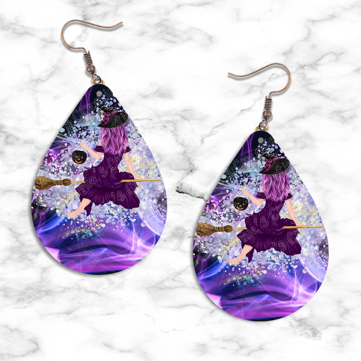 Broomstick Witch Teardrop Earring