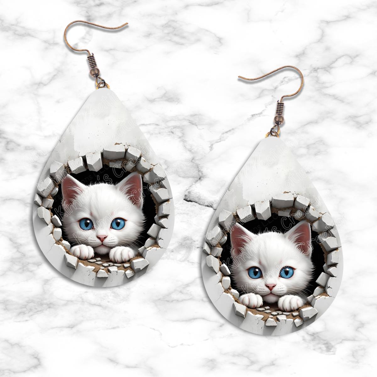 Kitten Peeking in Hole Teardrop Earring Collection