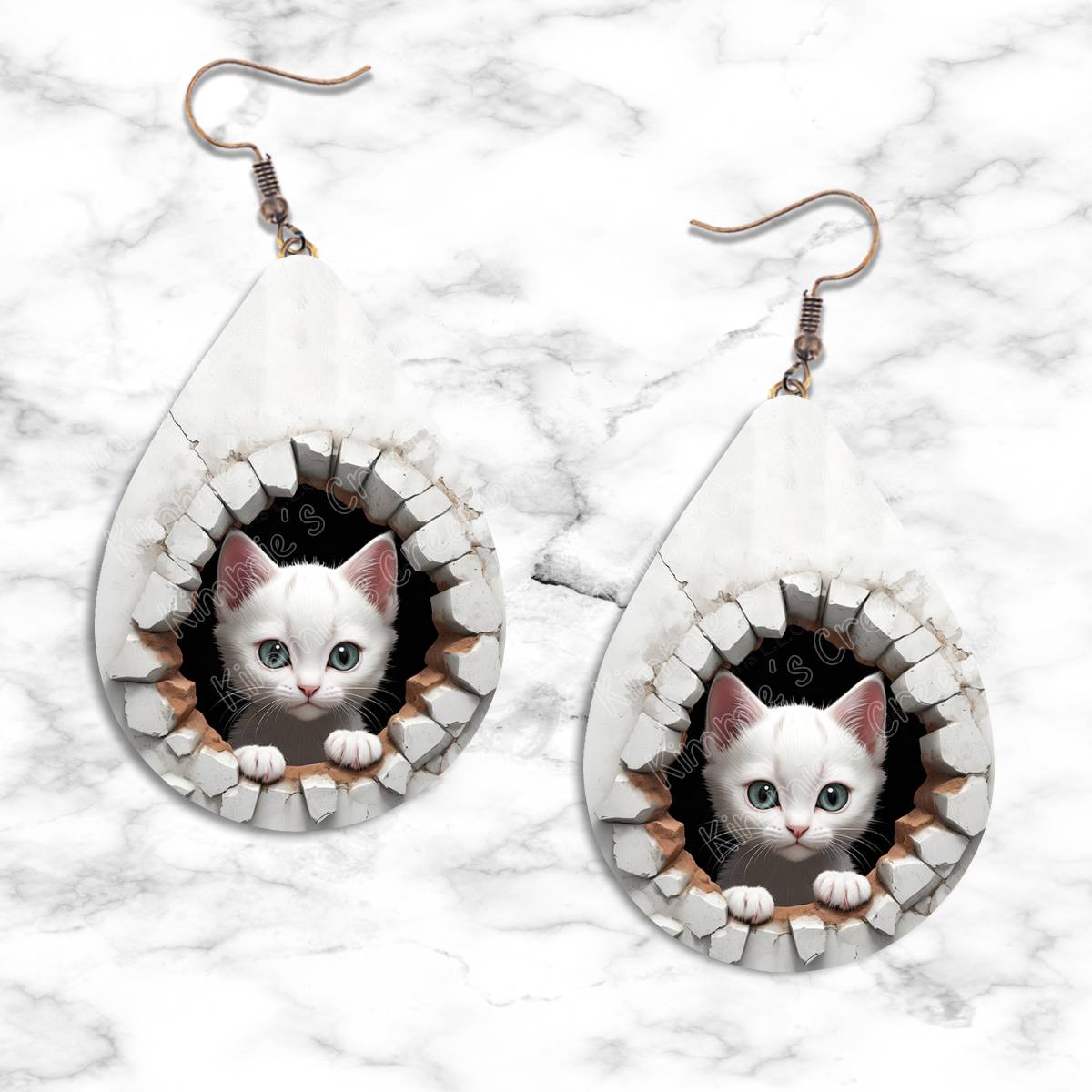 Kitten Peeking in Hole Teardrop Earring Collection