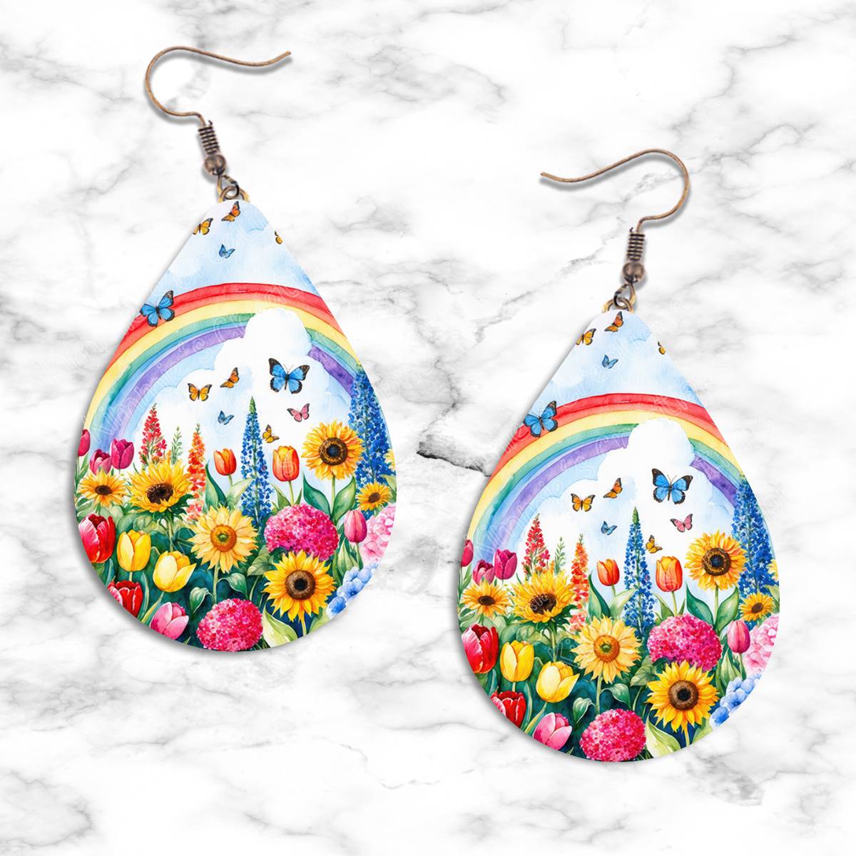 Lush Garden in Watercolor Teardrop Earrings