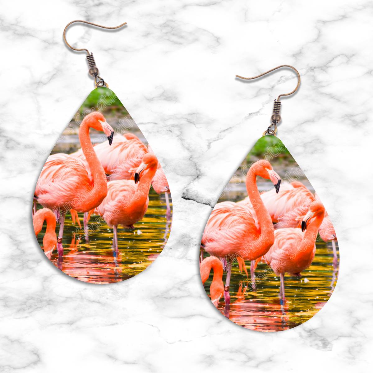 Flamingo Photo Teardrop Earrings