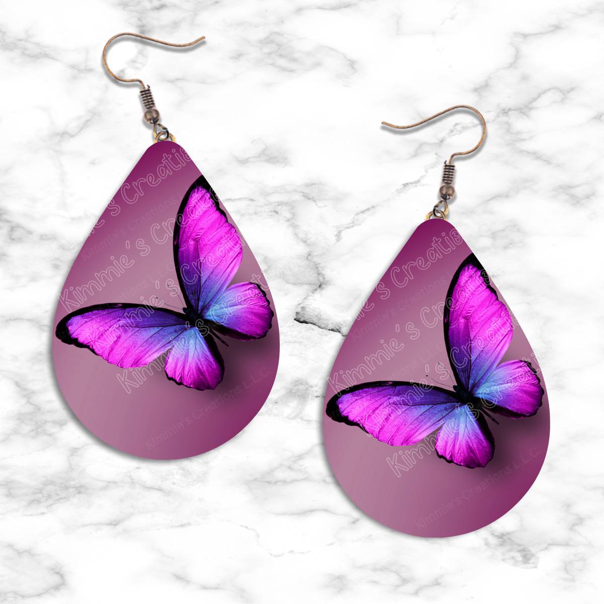 Purple Butterfly Teardrop Earrings - jewelry