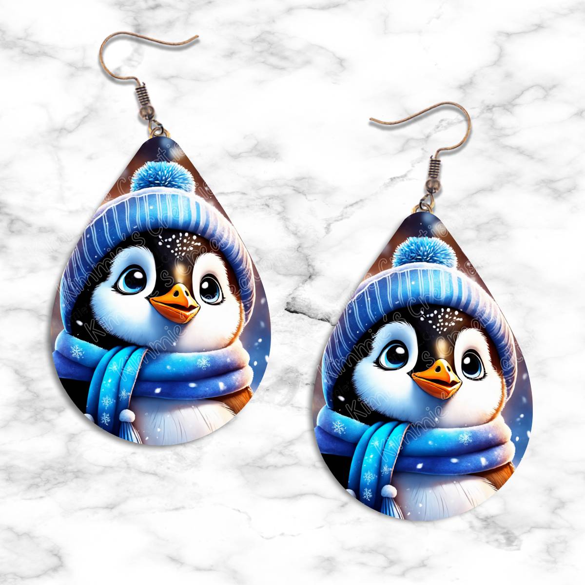 Penguin Portrait Teardrop Earrings - 01 - jewelry