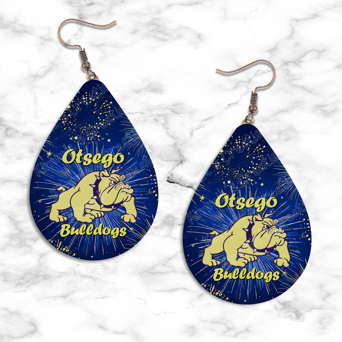 Otsego Bulldogs Teardrop Earring Collection - Bulldog Fireworks / Standard - jewelry