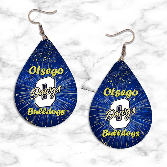 Otsego Bulldogs Teardrop Earring Collection - Dawgs Fireworks / Standard - jewelry