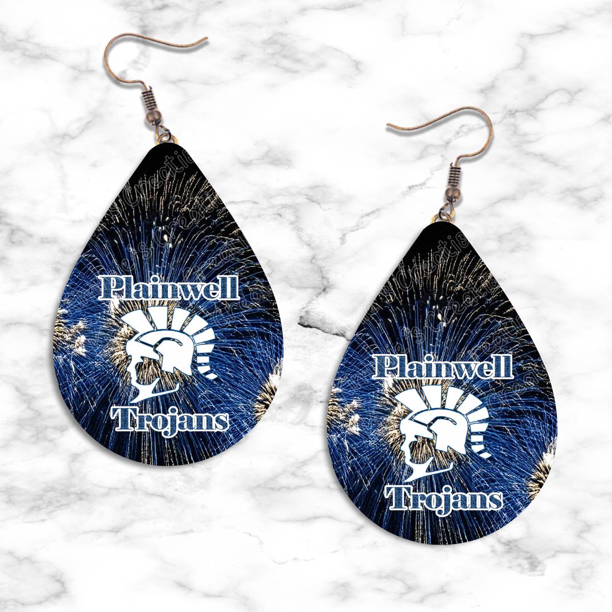 Plainwell Trojans Teardrop Earring Collection