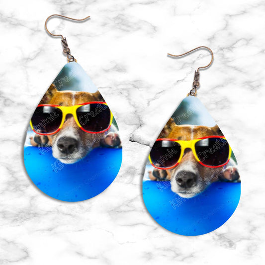 Cool Dog in Shades Teardrop Earring Collection - 02 - jewelry