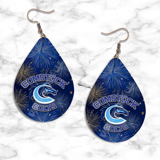 Comstock Colts Teardrop Earrings - Fireworks - jewelry
