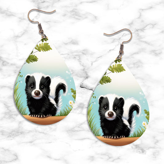 Cute Skunk Teardrop Earrings