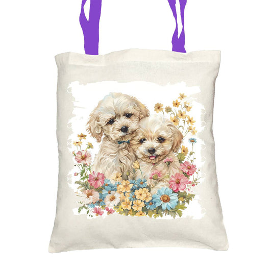 Floral Dog Tote Bag with Cosmetic - tote