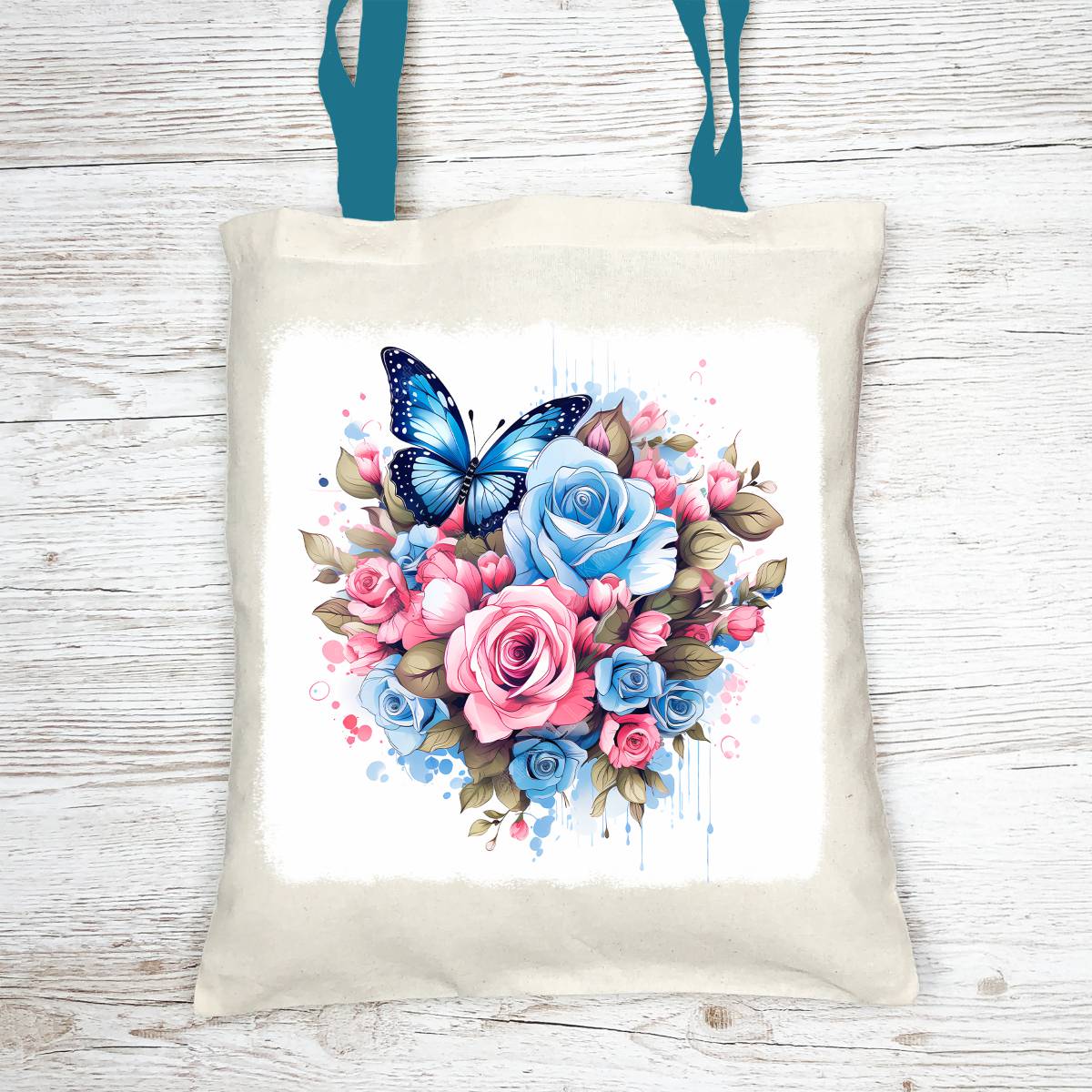 Butterfly and Roses Tote Bag with Cosmetic - tote