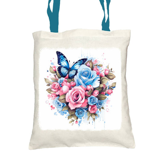 Butterfly and Roses Tote Bag with Cosmetic - tote