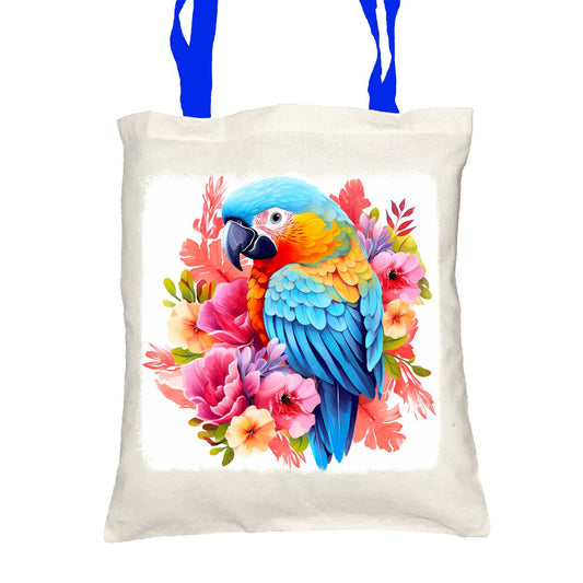 Floral Parrot Tote Bag with Cosmetic - tote