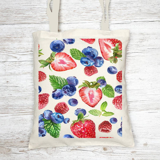 Strawberries and Blueberries Tote Bag with Cosmetic - tote