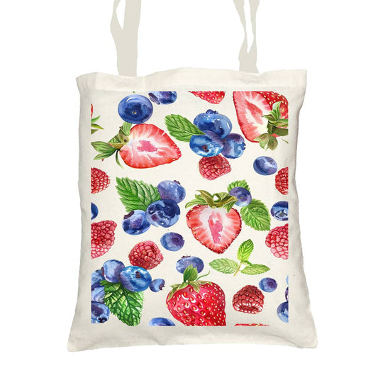 Strawberries and Blueberries Tote Bag with Cosmetic - tote