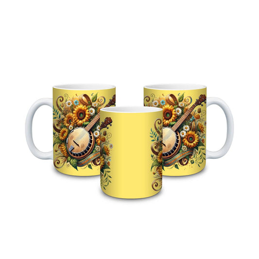 Banjo on Floral Background Mug - mug