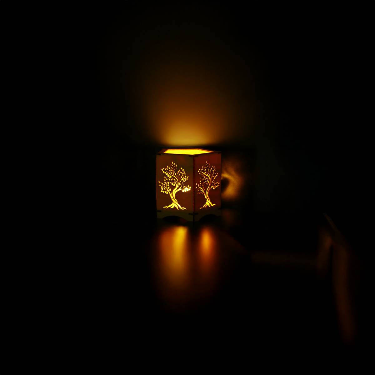Tree of Life Lantern with flameless candle - decor