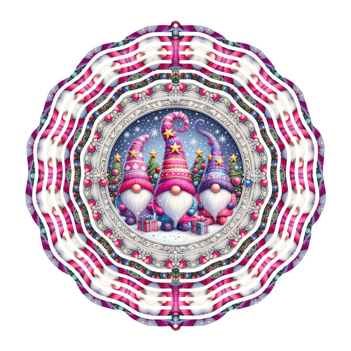 Three Christmas Gnomes wind spinner
