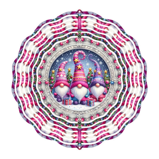 Three Christmas Gnomes wind spinner
