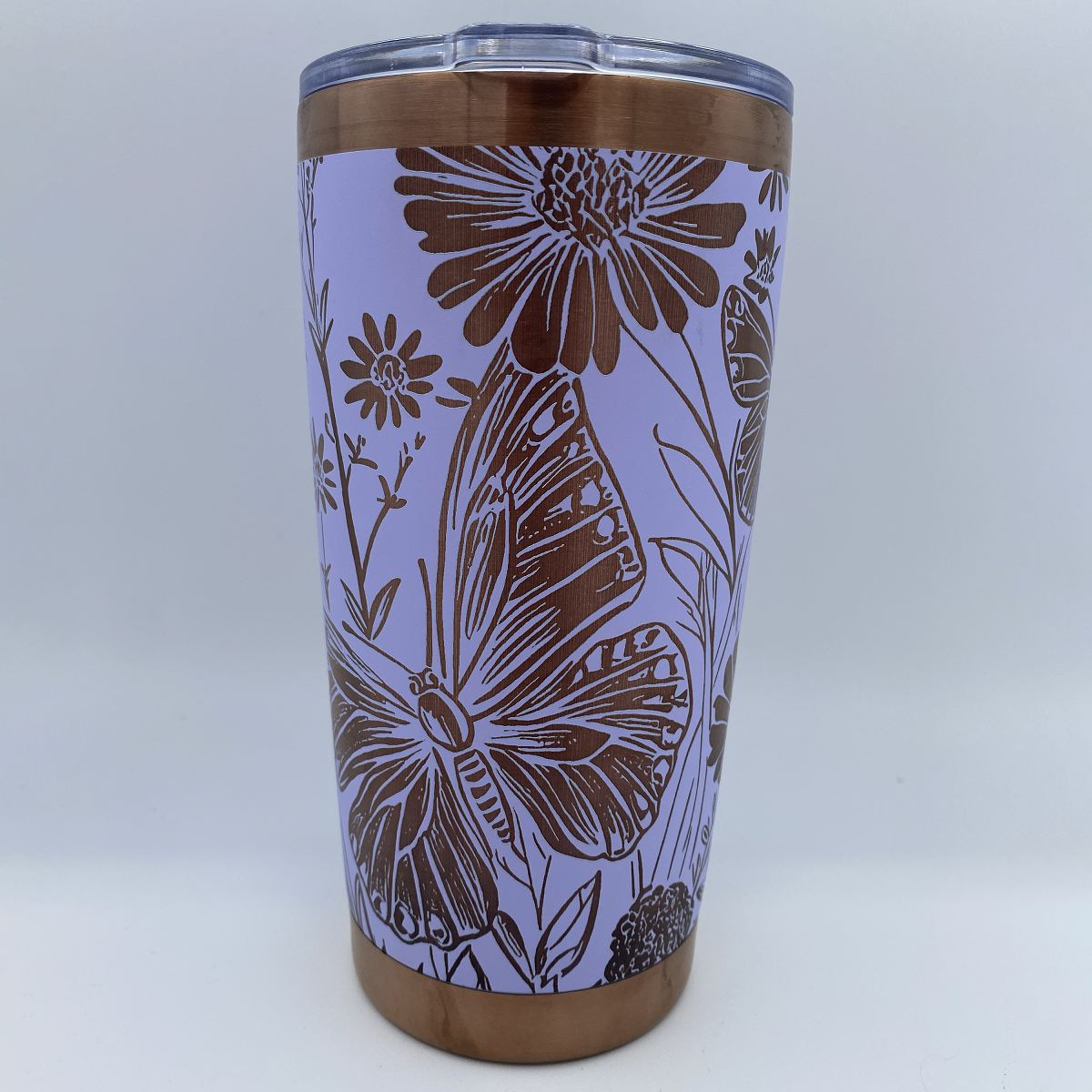 Wildflowers and butterflies engraved 20oz stainless steel tumbler