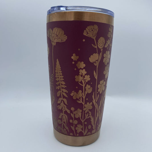 Wildflowers and Dragonflies Engraved Tumbler