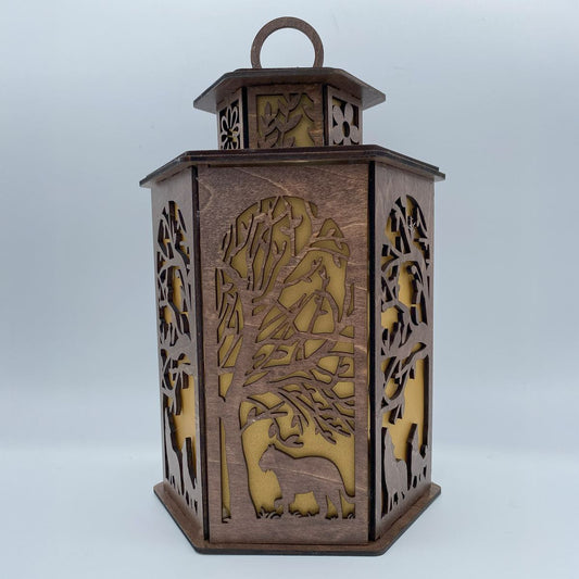 Wolves & Lions flameless candle Lantern