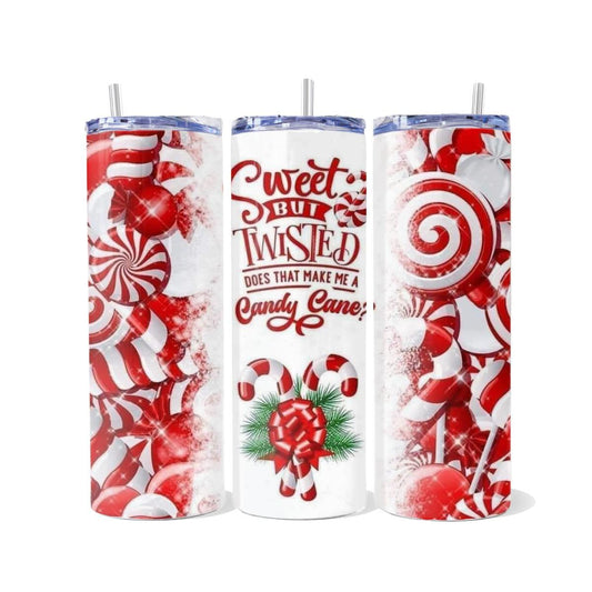 Sweet But Twisted Does that Make Me a Candy Cane? on Skinny Tumbler - skinny tumbler