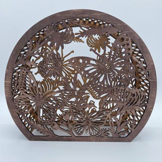 Butterfly and flowers flameless candle Lantern