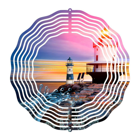 Stunning View of Two Lighthouses - a Wind Spinner - wind spinner