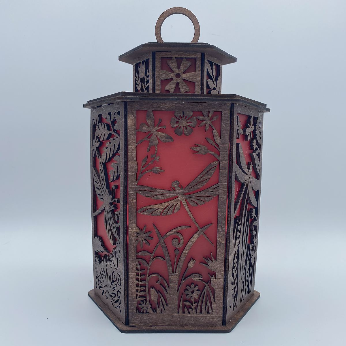 Dragonfly & Floral Cupola design flameless candle Lantern