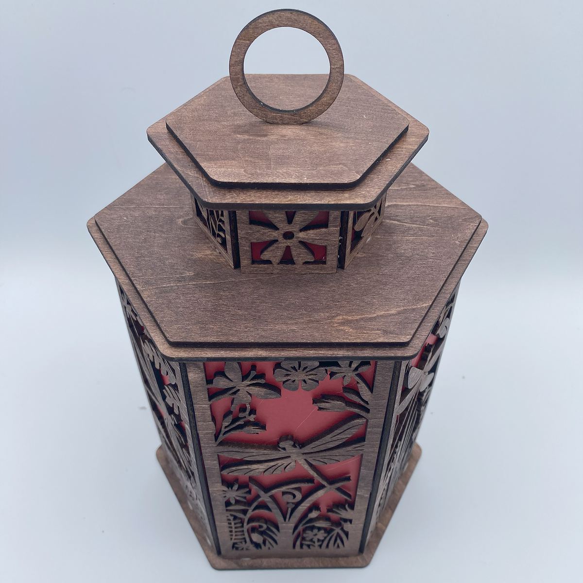 Dragonfly & Floral Cupola design flameless candle Lantern