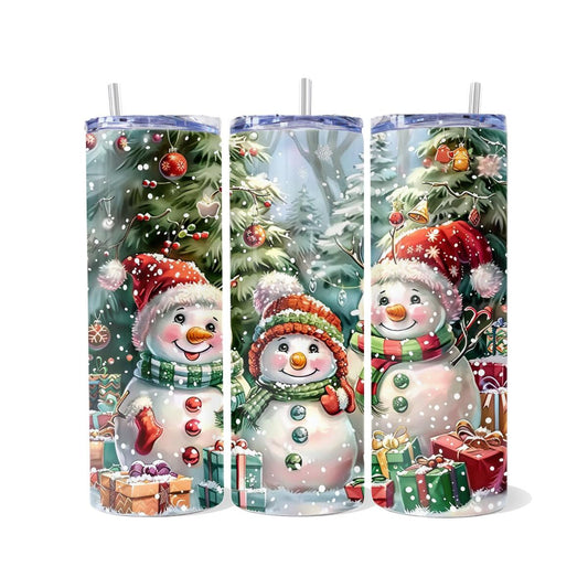 Festive Snowmen Delight with Gifts! - a Skinny Tumbler - skinny tumbler