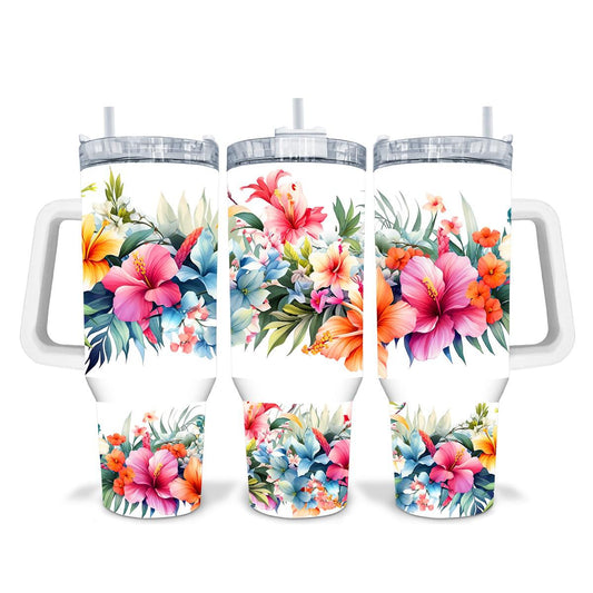 Bursting with Tropical Blooms! - a 40 oz Tumbler - tumbler