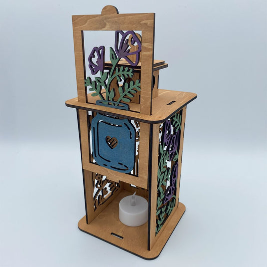 Mother's Day Mason Jar Flowers flameless candle Lantern