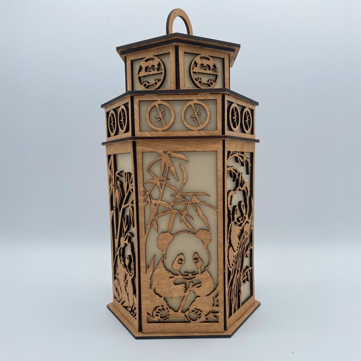 Cute Panda with Tower Cupola flameless candle Lantern