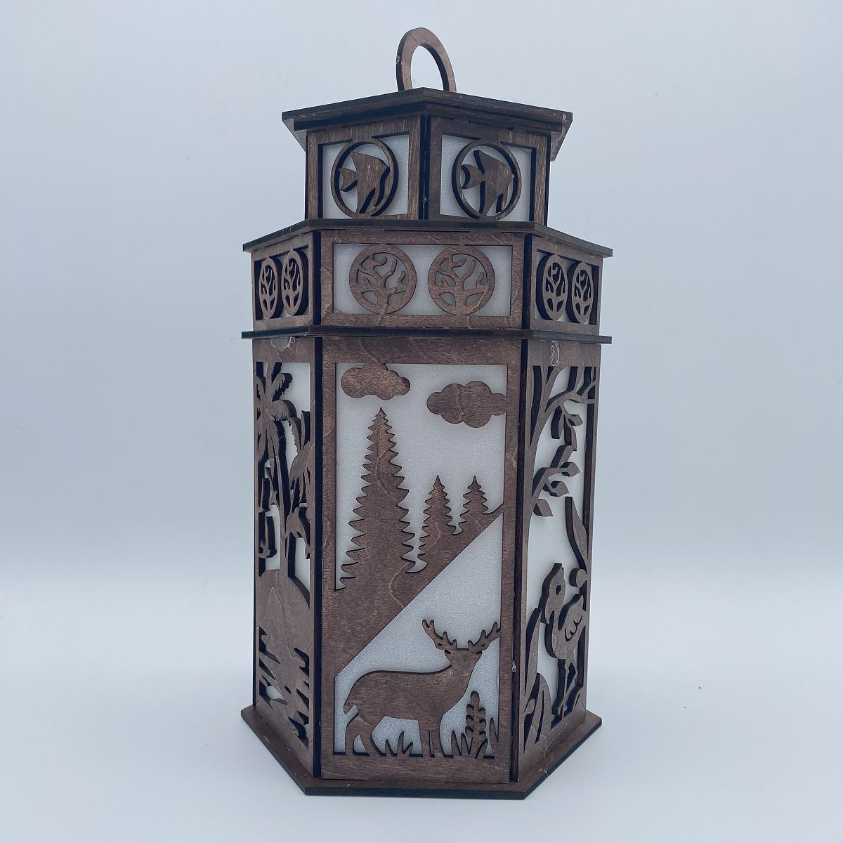 Nature scenes Tower Cupola flameless candle Lantern with Deer Birds Dolphin & Turtle