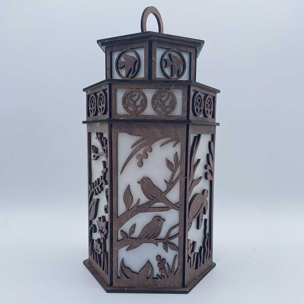 Nature scenes Tower Cupola flameless candle Lantern with Deer Birds Dolphin & Turtle